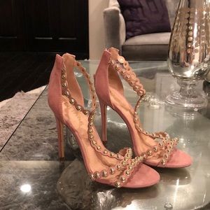 Liliana suede pink stud heels